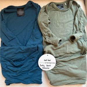 Little Sleepies Teal and Olive Baby Sleepers